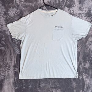 Patagonia Pocket T-Shirt Short Sleeve Sky Blue Double Sided Size XL Organic